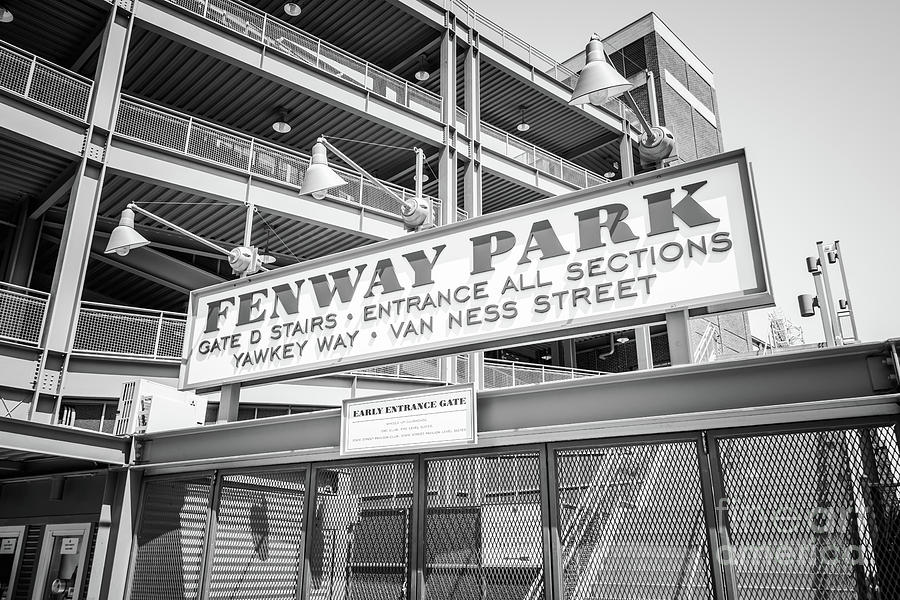 Boston Red Sox Photograph - Fenway Park Gate D Black and White Photo by Paul Velgos