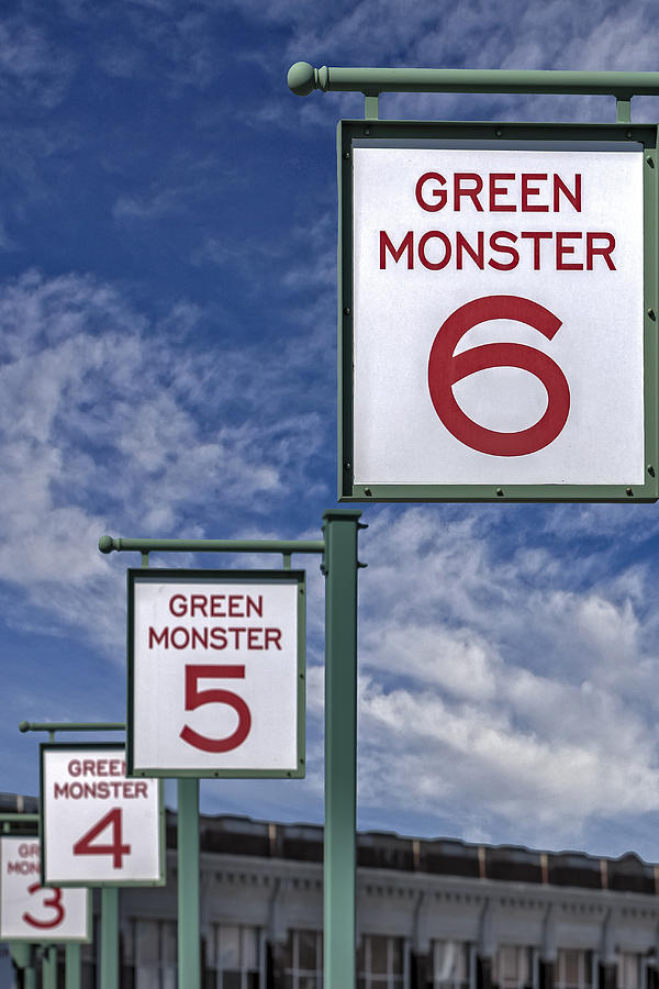 Fenway Park Green Monster Section Signs Photograph by Susan Candelario