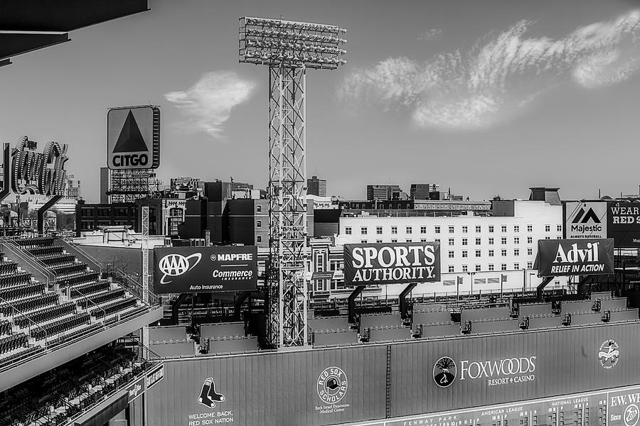 Fenway Park Green Monster Wall BW Photograph by Susan Candelario