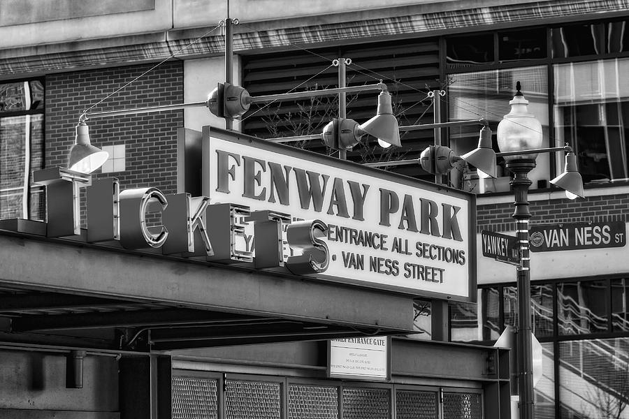 Fenway Park Tickets BW Photograph by Susan Candelario