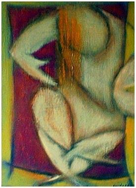 Nude Painting - Feral with Orange Hair by Rene Hinds
