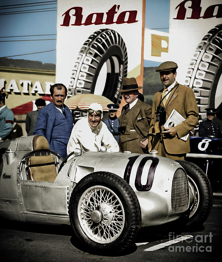 Ferdinand Porshe and Hans Stuck and the  Auto-Union Type A Photograph by Franchi Torres