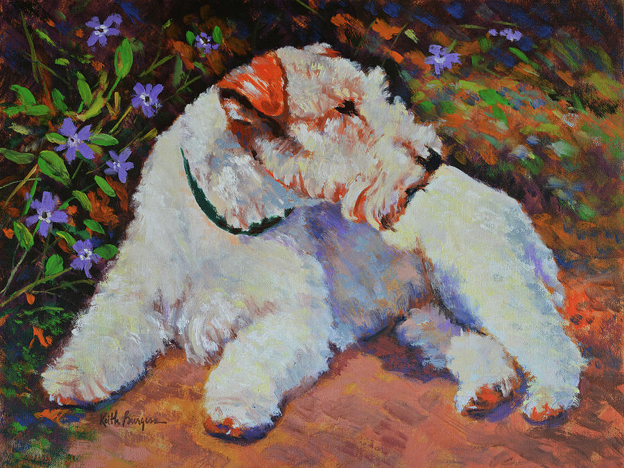 Impressionism Painting - Fergie Among The Violets by Keith Burgess