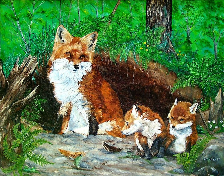 Fern Hollow Foxes Painting by Patti Gilley | Fine Art America