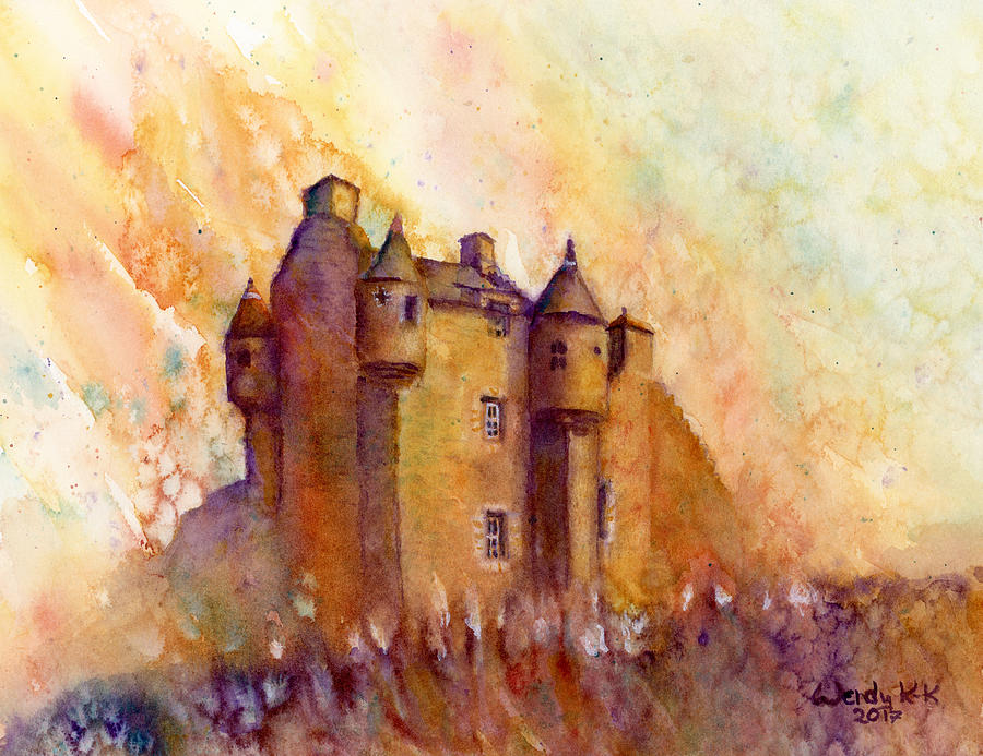 Ferniehirst Castle Painting by Wendy Keeney-Kennicutt