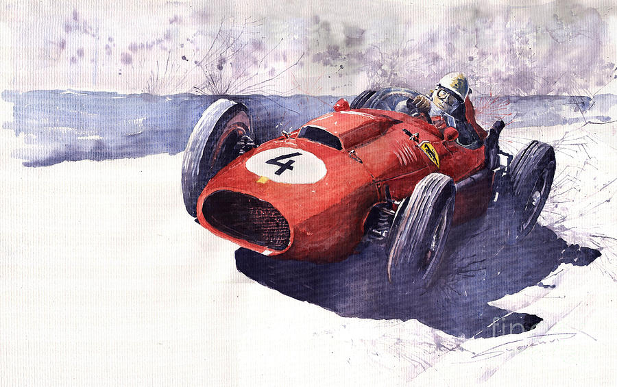 Watercolour Painting - 1958 Ferrari 246 Mike Hawthorn by Yuriy Shevchuk