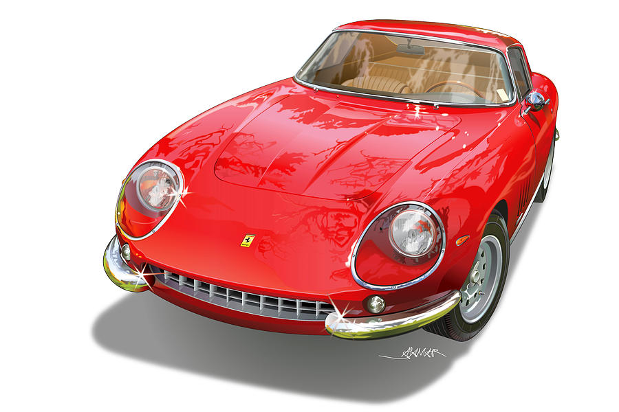 Ferrari 275 Gtb Illustration Digital Art by Alain Jamar
