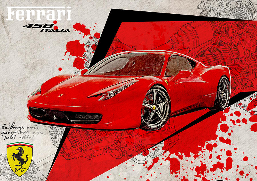 Transportation Digital Art - Ferrari 458 Italia by Yurdaer Bes