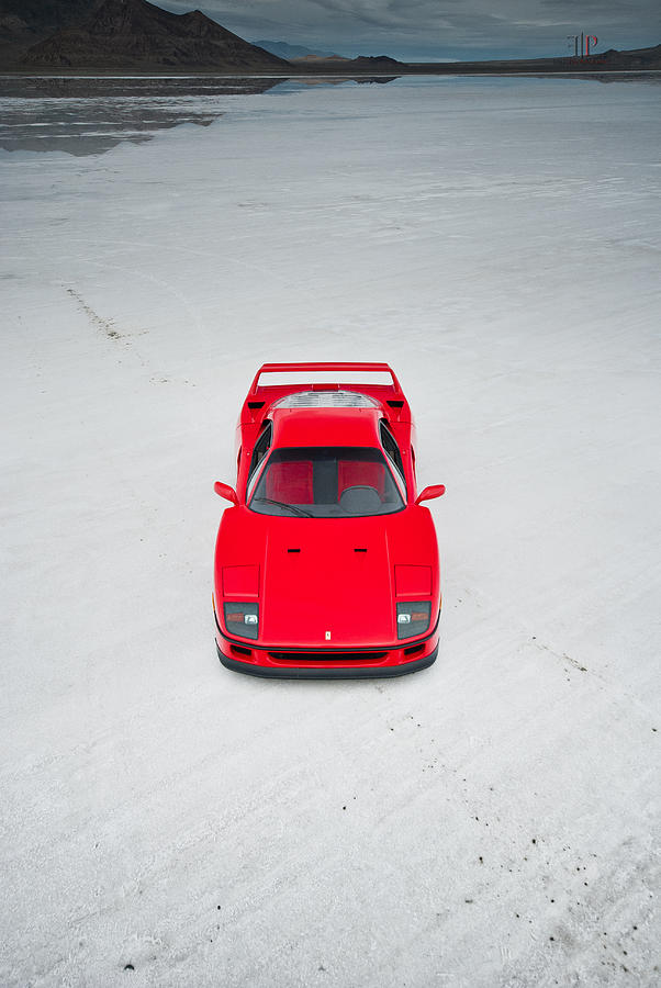 Transportation Photograph - Ferrari F40 Bonneville Salt Flats Vertical by Gil Folk