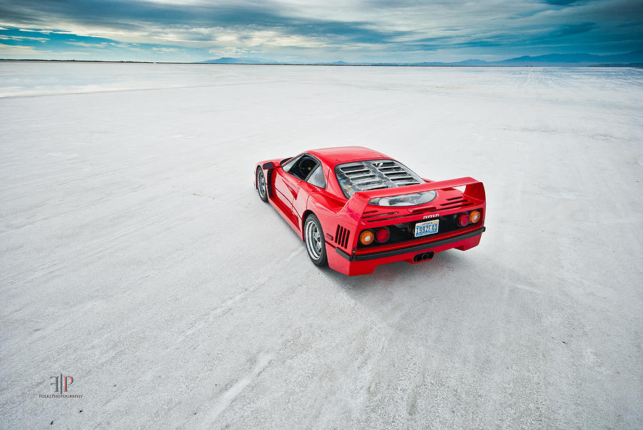 Transportation Photograph - Ferrari F40 Salt Flats Overlook by Gil Folk
