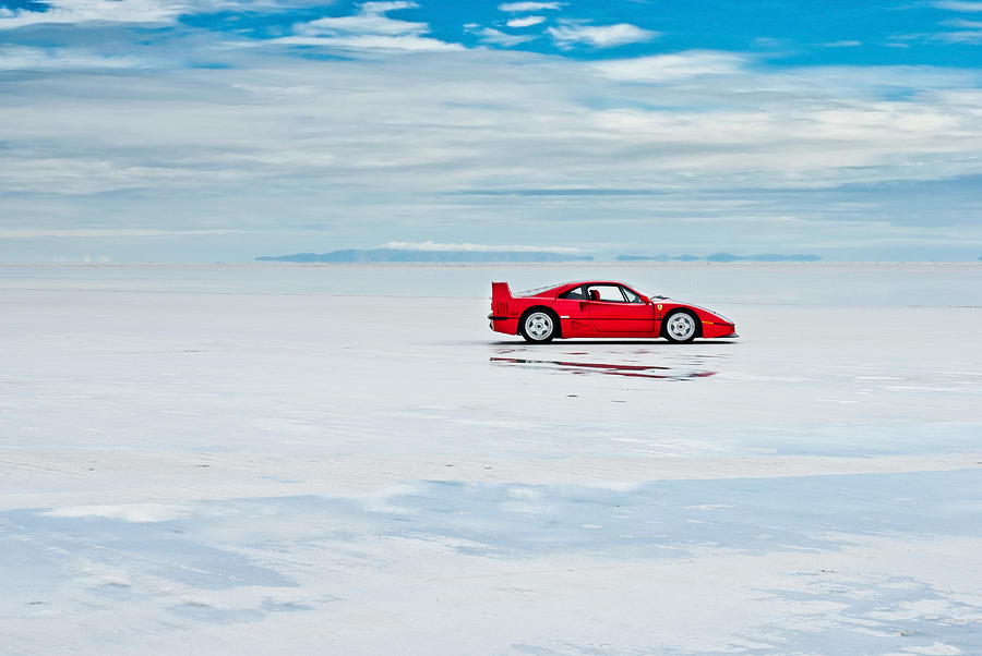 Ferrari F40 Salt Flats Reflection Photograph by Gil Folk | Fine Art America