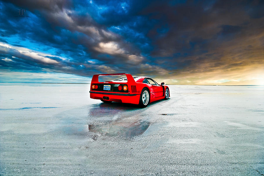 Transportation Photograph - Ferrari F40 Salt Flats Sunrise by Gil Folk