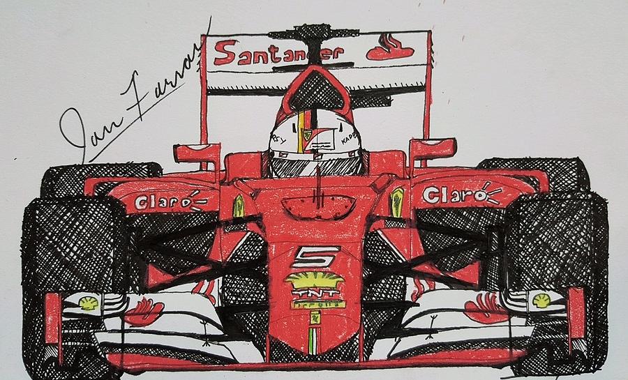 Car Drawing - Ferrari Focus by Ian Farrar