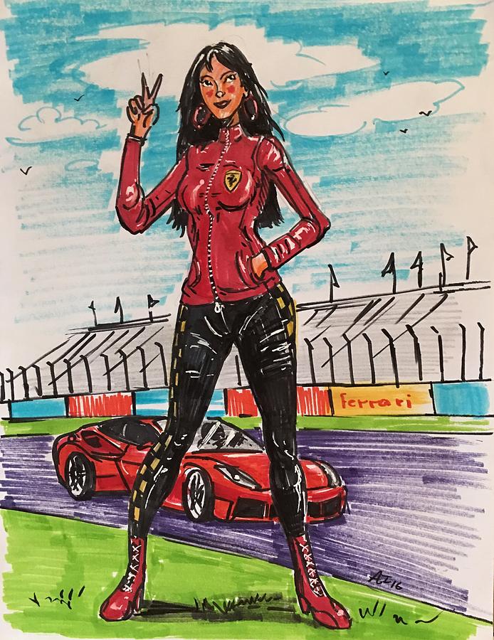 Ferrari Girl Drawing By Alejandro Lopez Tasso