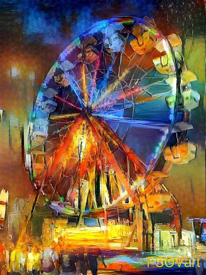 Ferris Wheel Digital Art - Ferris Wheel 1 by Patty Vicknair