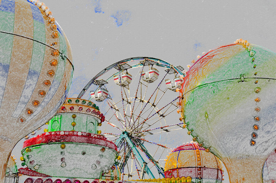 Ferris wheel and balloons Painting by David Lee Thompson