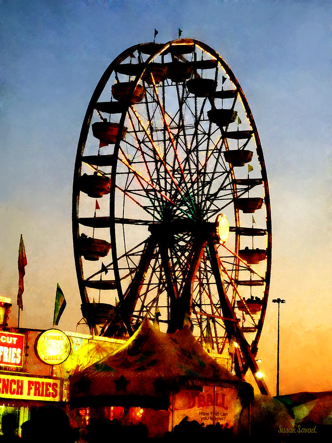 Ferris Wheel at Night Photograph by Susan Savad