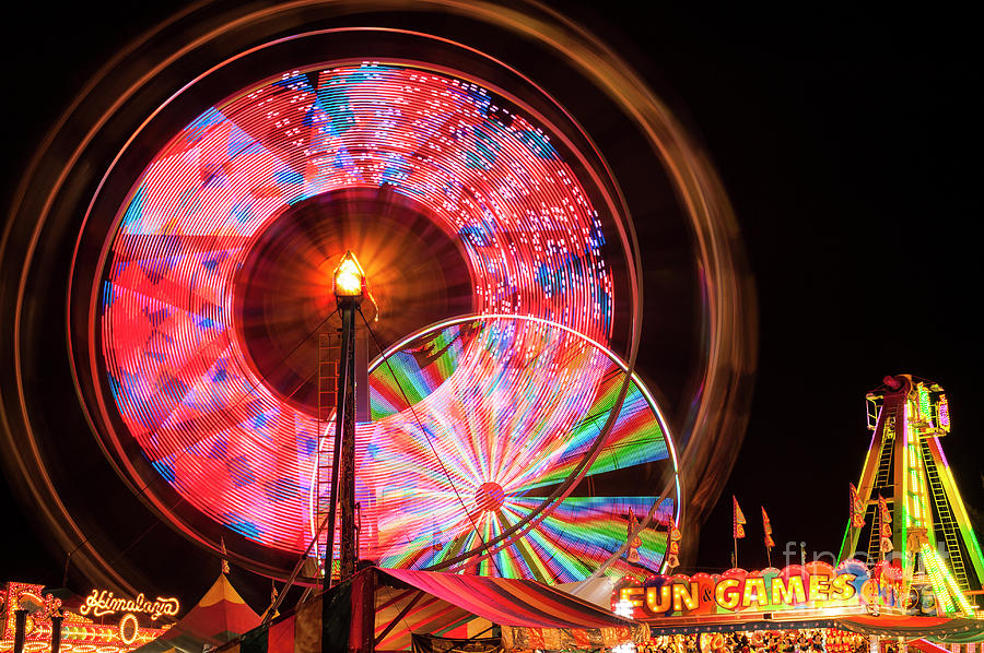 Summer Photograph - Ferris Wheel at State Fair by Jim Corwin