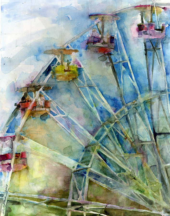 Umbrella Painting - Ferris Wheel by Dorrie Rifkin