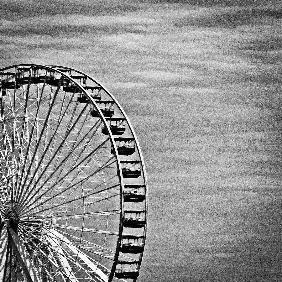 Ferris Wheel in Monochrome Photograph by Tony Grider