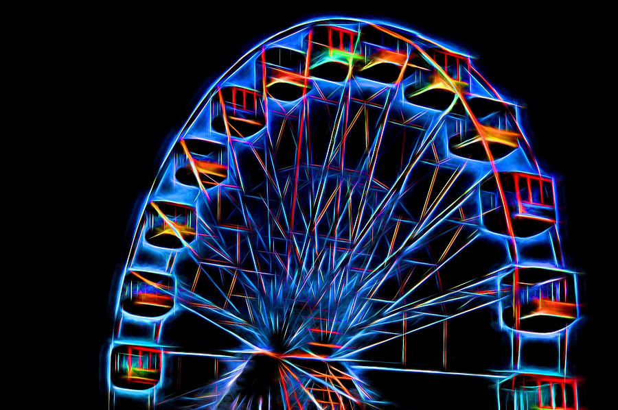 Ferris Wheel Neon Photograph by Terry DeLuco