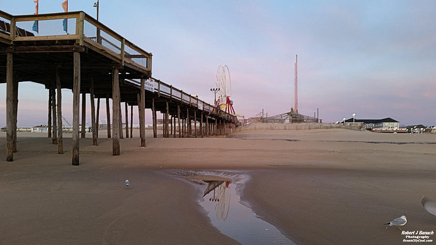 Ferris Wheel Reflection at Dawn Photograph by Robert Banach