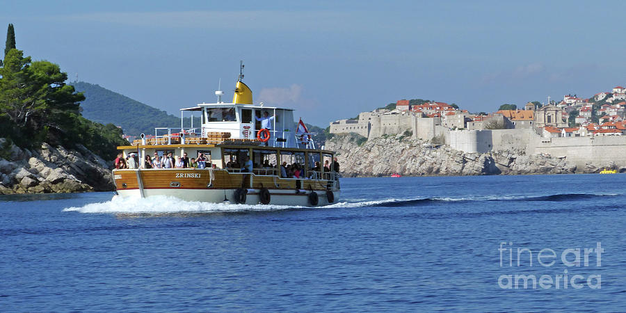 Ferry and Dubrovnik Old City - Croatia Photograph by Phil Banks