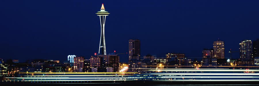 Ferry boats and Space Needle PD002 Photograph by Yoshiki Nakamura