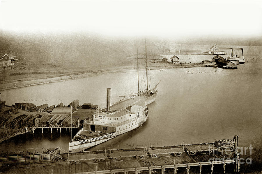 Ferry Boat Photograph -  Ferry boats sidewheelers Sacramento and California Pacific Rail Co. Circa 1880 by Monterey County Historical Society