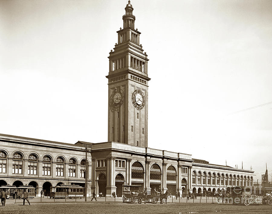 San Francisco Photograph - Ferry Building at foot of Market St. April 3, 1900 by Monterey County Historical Society