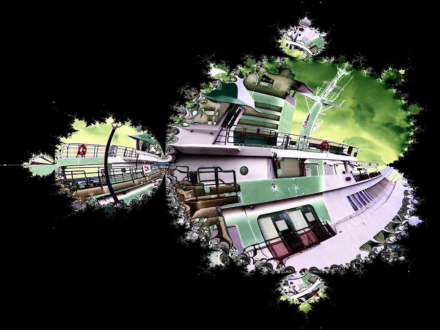 Seattle Digital Art - Ferry in Fractal by Tim Allen