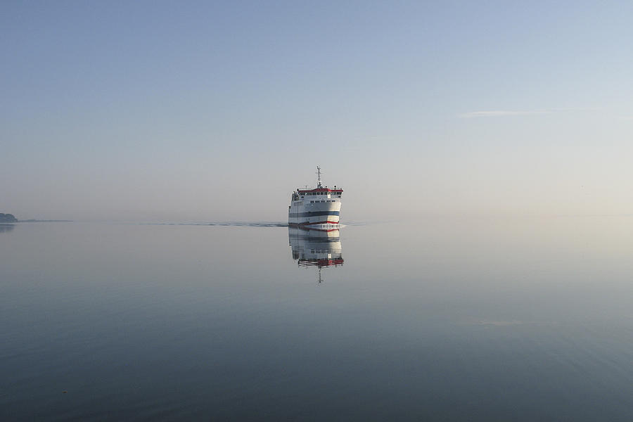 Ferry Photograph - Ferry out of Morning Mist by Kim Lessel
