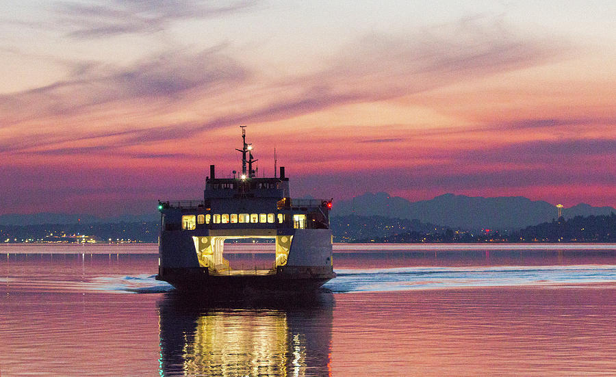 Ferry Issaquah Docking at Dawn Photograph by E Faithe Lester