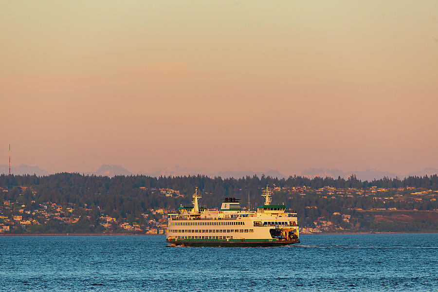 Ferry on the way to Edmonds, Washington Digital Art by Michael Lee