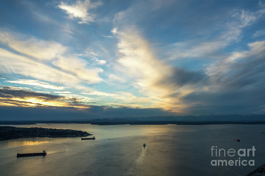Seattle Photograph - Ferry to the Sunset by Mike Reid