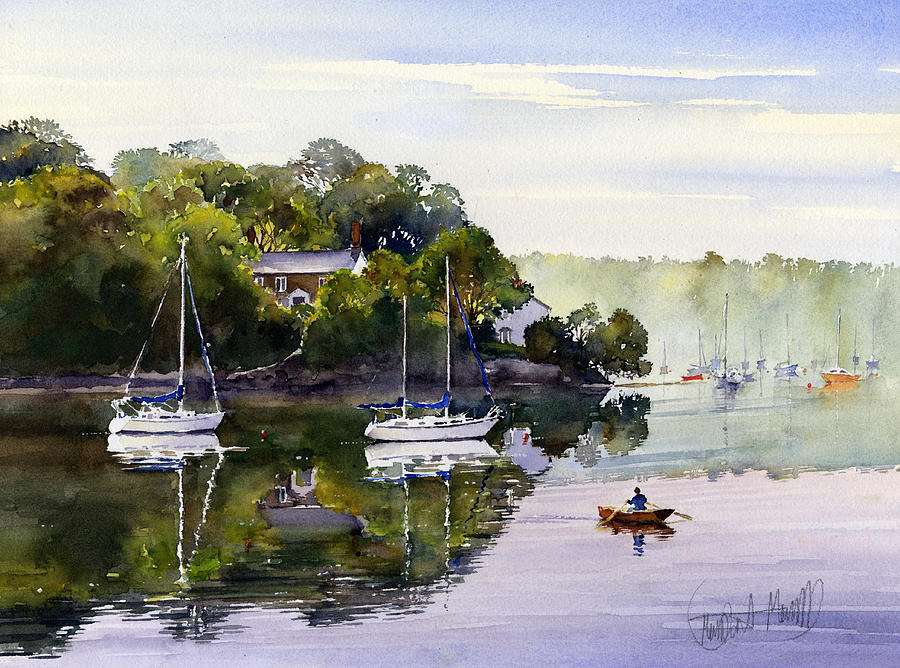 Boat Painting - Ferrymans Cottage Malpas by Margaret Merry