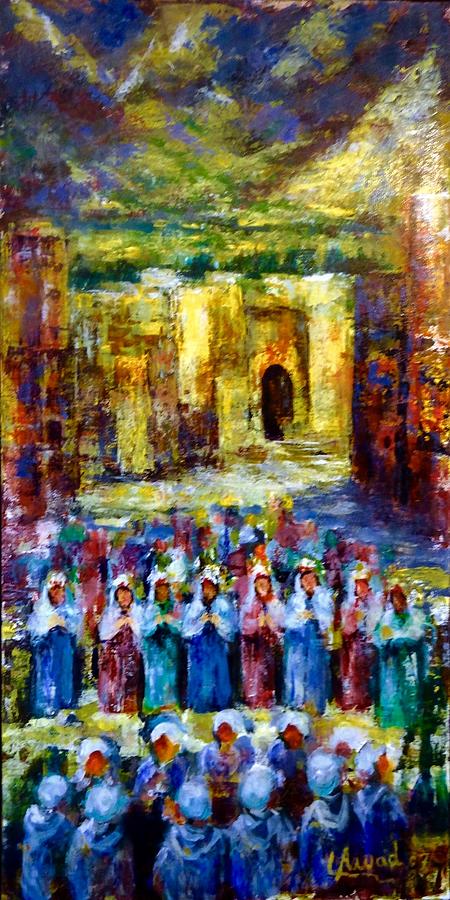 Festival in the village  Painting by Laila Awad Jamaleldin