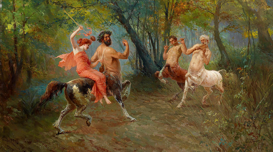 Centaur Painting - Festival of Centaurs by Ettore Forti