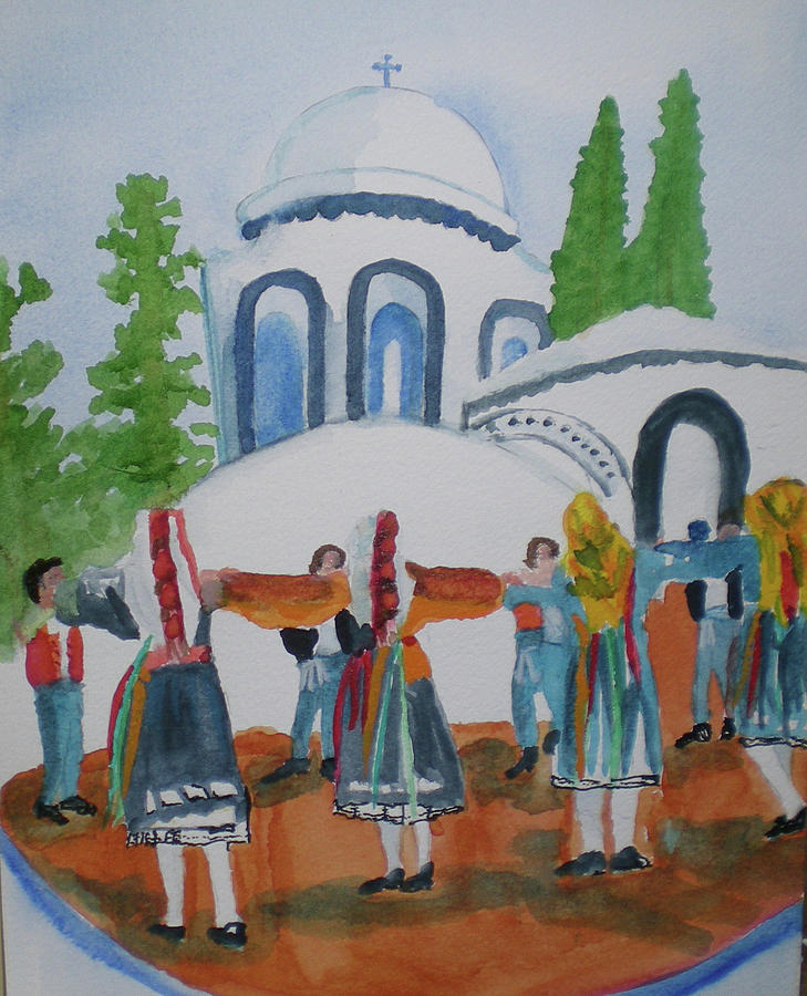 Joy Painting - Festival Of Greece Dancers by Hal Newhouser