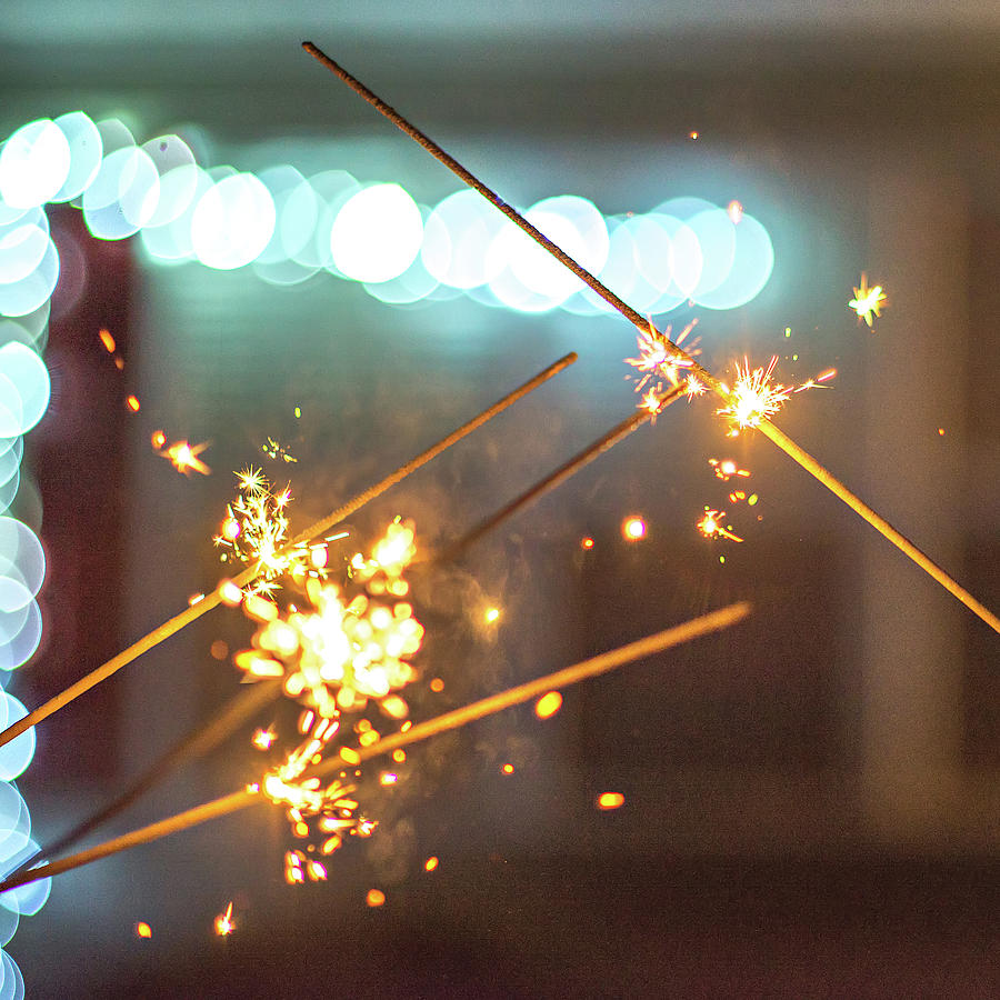 Festive Abstract Sparklers Lit Up For Celebration Photograph by Alex Grichenko