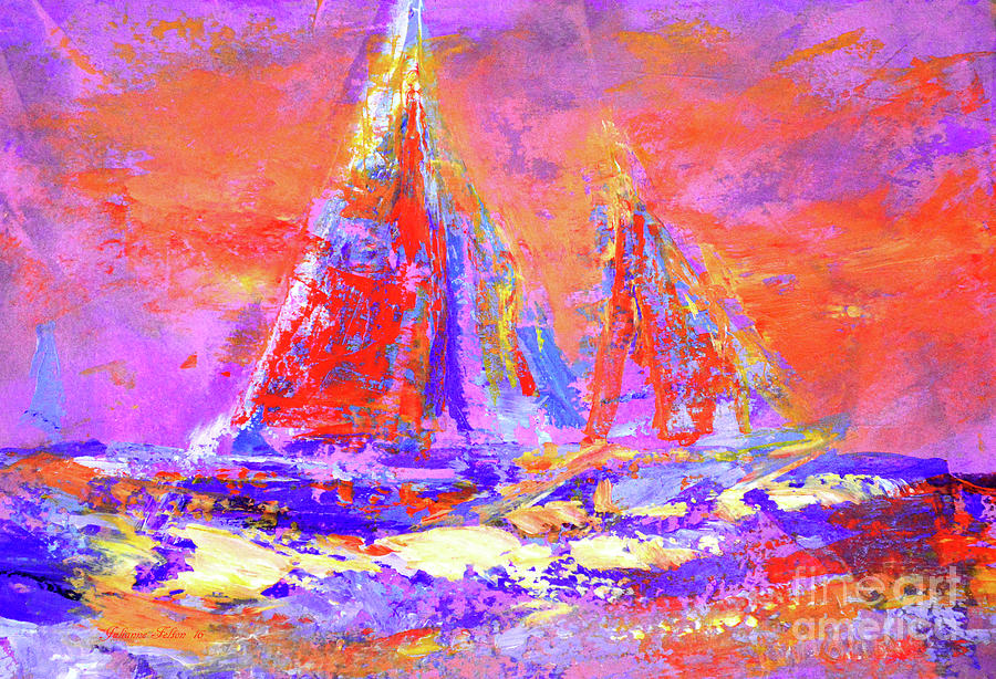 Festive Sailboats 11-28-16 Painting by Julianne Felton