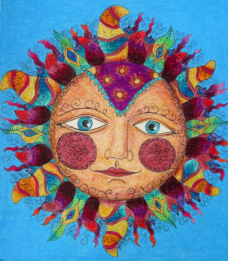 Festive Sun Drawing by Megan Walsh