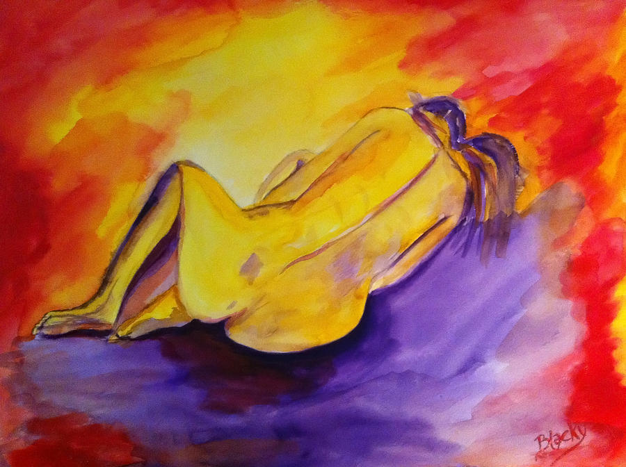 Fetal Position Painting by Donna Blackhall