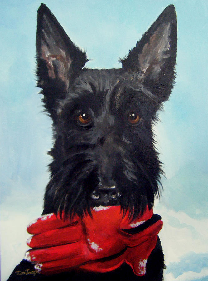 Winter Painting - Fetch by Terry Cox Joseph