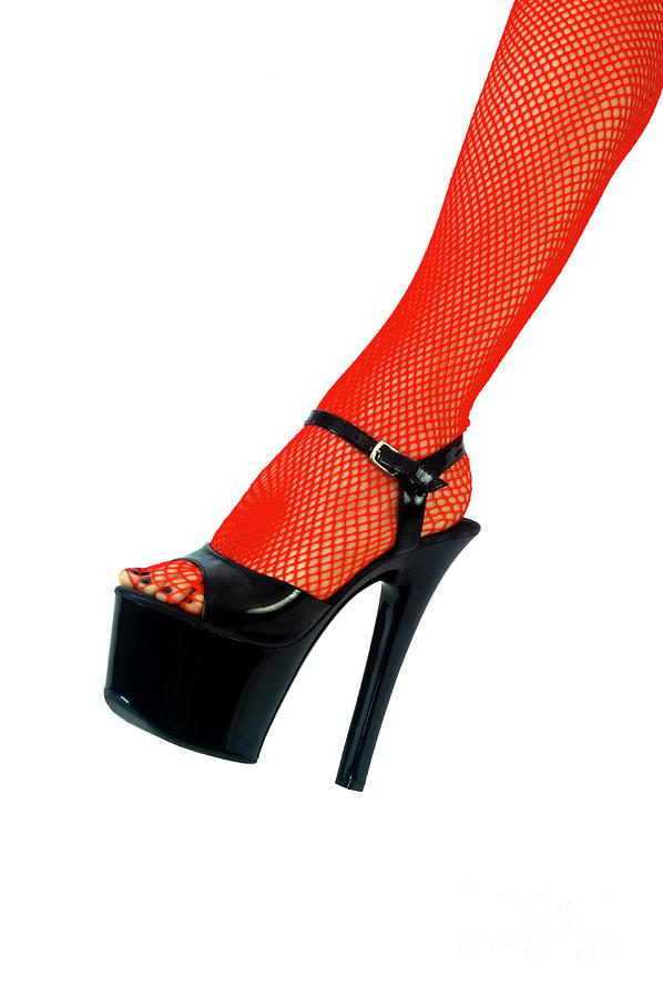 red and black high heel shoes