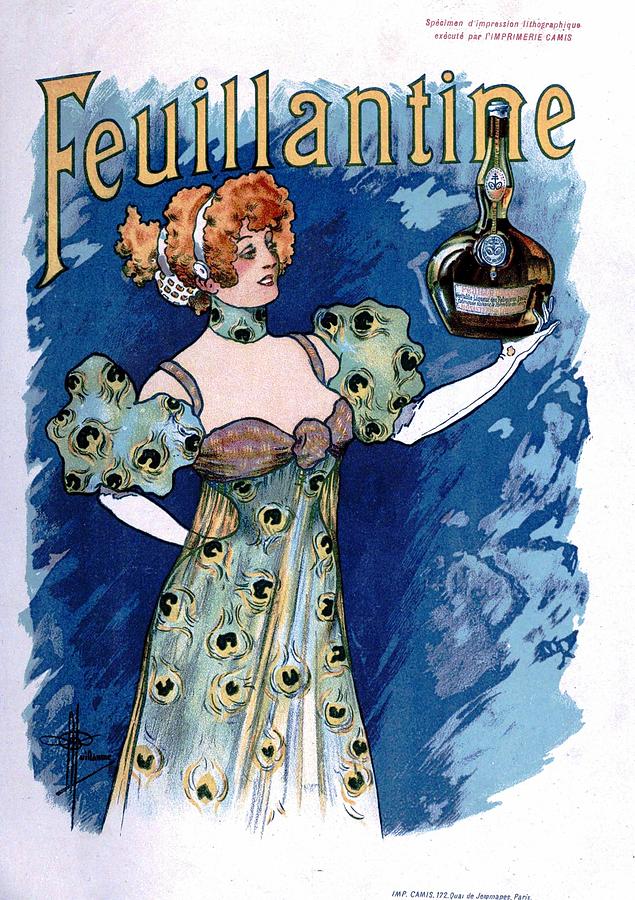 Feuillantine - French Alcoholic Liqueur - Vintage Advertising Poster Mixed Media