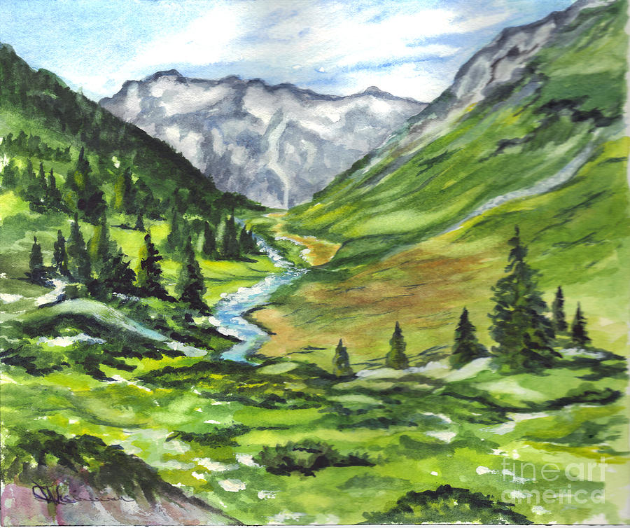 Mountain Painting - Fex Valley in Switzerland by Carol Wisniewski