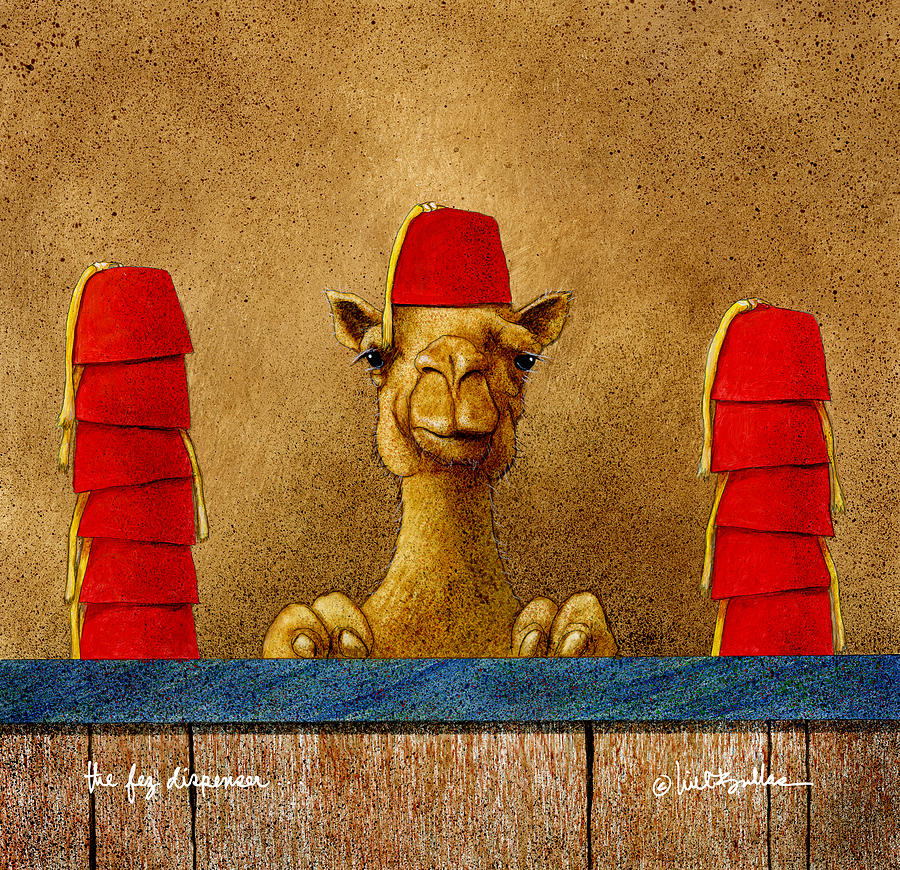 Hat Painting - Fez Dispenser... by Will Bullas