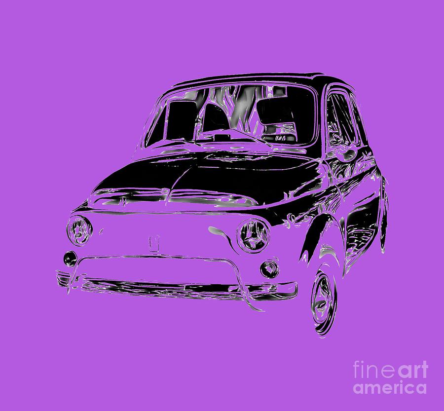 Car Digital Art - Fiat 500 2 Tee by Edward Fielding