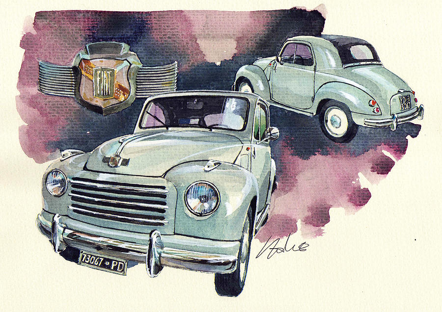 Fiat 500C Topolino Painting by Yoshiharu Miyakawa